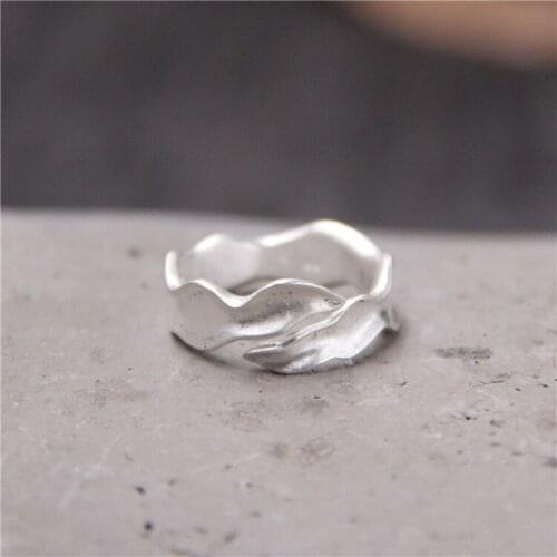 2018 Hot Sale Anel Feminino Pure Wave Personality Is Concave And Convex Surface Opening Ring Element Matt Seaweed Female Model