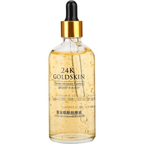 24k 100ml Gold Face Serum Moisturizing Whitening Pore Shrinking Anti-Aging Serum Gold Essence Shrink Pore Repair Stock Solution