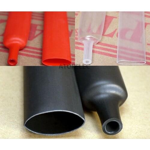 24MM Diameter Adhesive Lined 4:1 Heat Shrink Tubing Dual-wall Waterproof ROHS Black/Clear