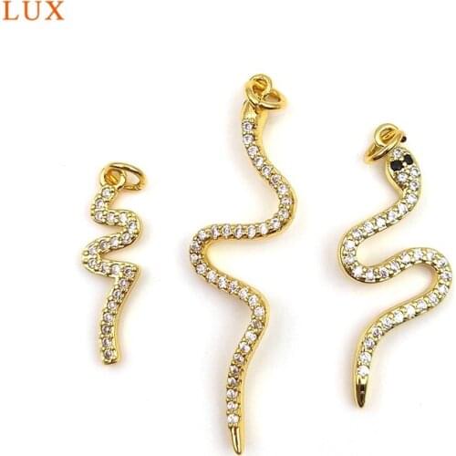 5pcs Micro Pave Snake Charm Pendant for Necklace CZ Snake Pendant Dainty Gold Snake Pendant Animal Pendant for Women Jewelry
