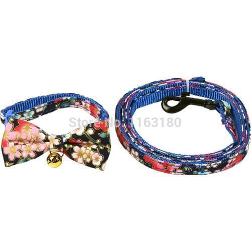 72 Sets/lot Dog Collar and Leash Set with Bow Tie Small Dog Cat Collar and Dog Leash Pet Accessories
