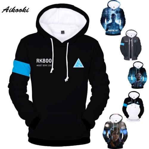 Aikooki hot Detroit Become Human 3D Print Hoodies Sweatshirts KARA RK800 Unisex Cool Hooded Loose Mens Pullovers Clothing 2021