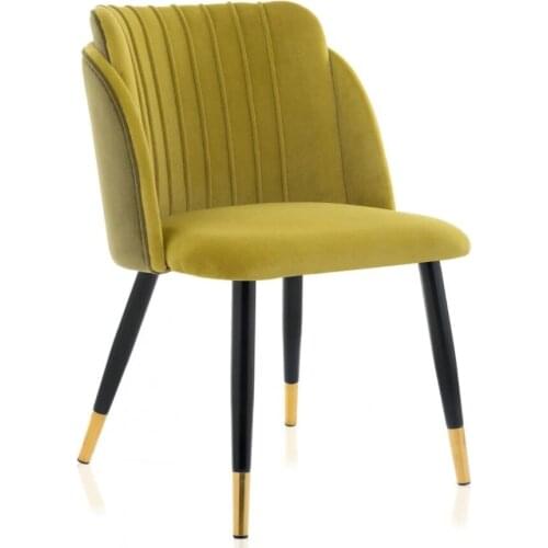 Velvet Dining Chair Upholstered Mid-Back Accent Chair with Metal Legs for Kitchen Living Room Chair Green 81x63x53 cm