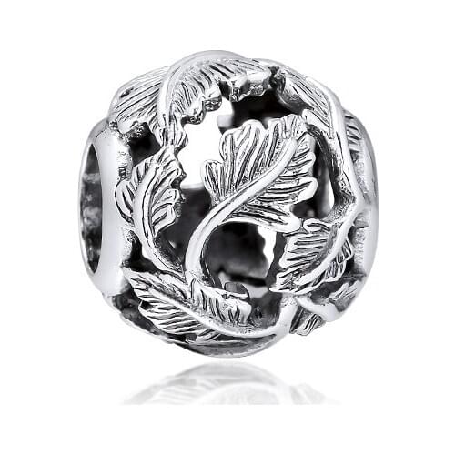 Openwork Leaves Charm Authentic 925 Silver Jewelry Fits Beads Bracelets & Necklaces DIY Fashion Female Jewelry Charm