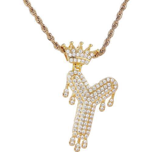 26 Letters Luxury Cubic Zirconia Initial Alpha Pendant Necklace for WomenA B C D E F G H I J K L M N O P Q R S T U V W X Y Z