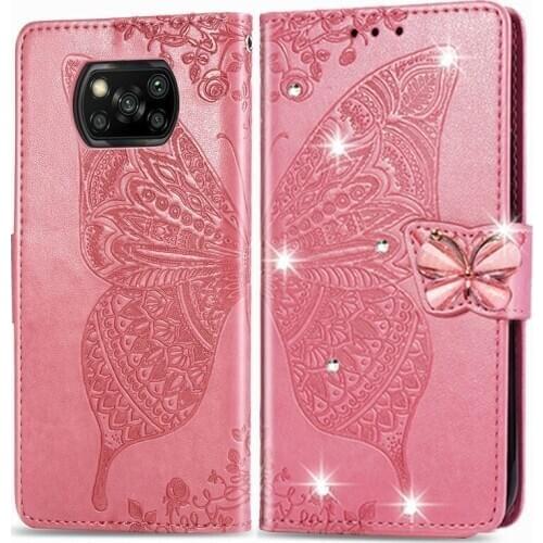 For Xiaomi POCO F2 Pro Case 3D butterfly Flip Leather Phone bumper For Xiaomi Mi Poco X3 NFC Wallet Case Magnetic Book Cover