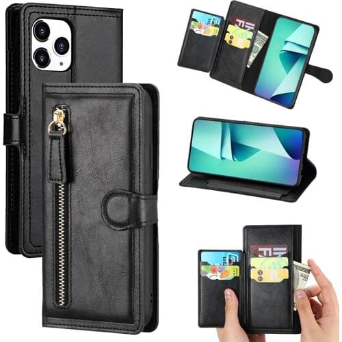 Zipper Cards Wallet Case For iPhone 12 Pro Max 12 Mini 11 Pro SE 2020 10 X 6 6s 7 8 Plus XR XS Max Flip Leather Book Phone Case