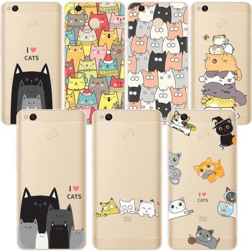 Cat Phone Case For Xiaomi mi Redmi A1 Max2 note3 4X 5A mi6 5X Y1 Cute Transparent TPU Soft Silicone Back Cover Colorful Painted