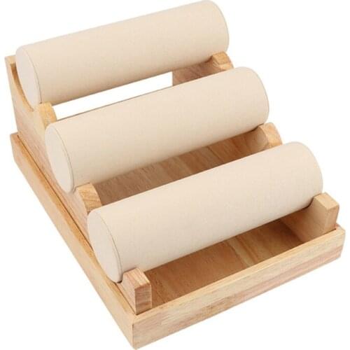 Wood 3 Tier Bracelet Watch Stand Holder Jewelry Showcase Display Storage Necklace Bangle Organizer