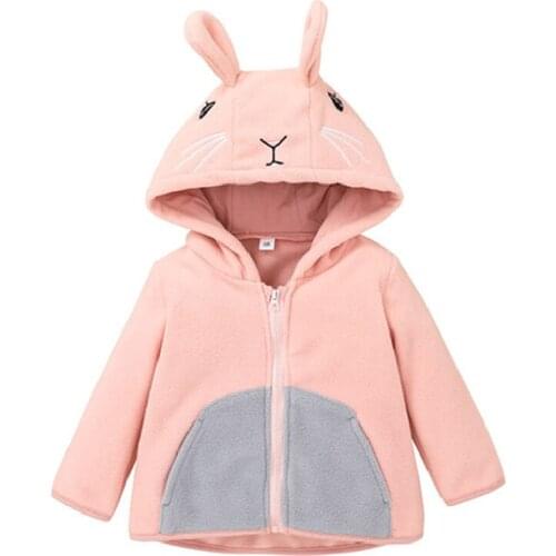 Infant Baby Girl Clothes for Newborns Cute Cartoon Zipper Coat 2021 Autumn Winter New Hooded Jacket Thicken Childrens Clothing