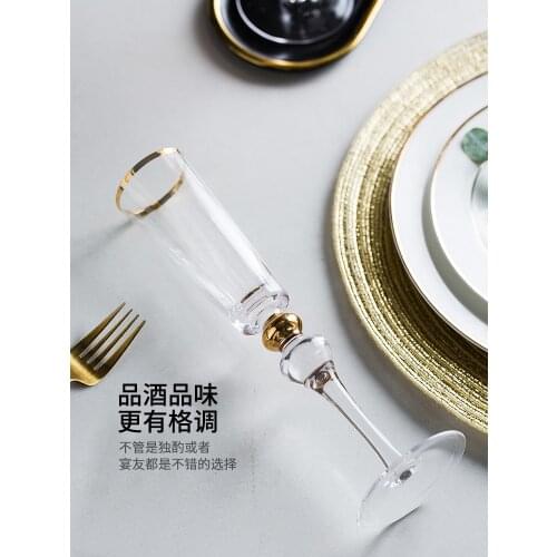 European Gold Drawing Red Wine Cup Champagne Glasses Crystal Glass High Foot Wine Glass Set Cocktail Cups Wedding Gift