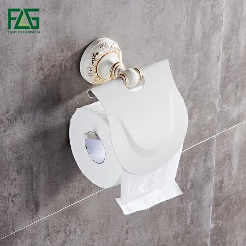 FLG Space aluminum Bathroom Toilet Paper Holder aluminum Toilet Roll Holder Bathroom Accessories White Finish