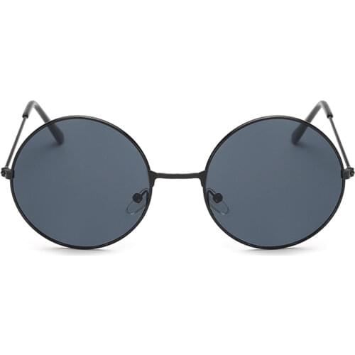 FOENIXSONG New Womens Round Sunglasses Retro Gold Silver Black Frame Unisex Eyewear Female Male Sun Glasses for Men Oculos Gafas