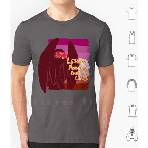 Mothman Support Club T Shirt DIY Cotton Big Size S-6xl Wlw Sapphic Mothman Cryptid Pride Pride Pride