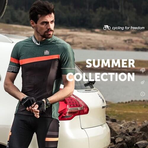 Santic Men Cycling Jersey Antislip Cycling Short Sleeve Jersey Cuff Road Bike Short Sleeve Tops Breathable Reflective