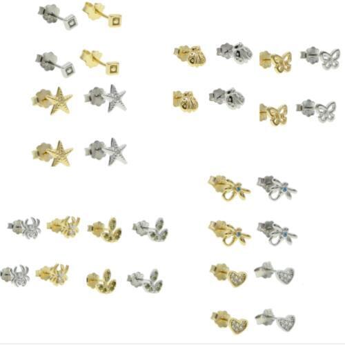 Dainty 8 Styles 2 Colors 925 Sterling Silver Studs Square/ Star /Ladybug/Spider/Clover/Dragonfly/Heart Shape Cute Earrings