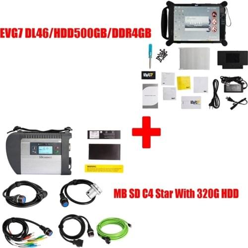 12/2019 MB Star C4 SD Connect Compact Diagnosis with EVG7 Tablet Diagnostic Controller Tablet PC with WIFI for Cars and Trucks