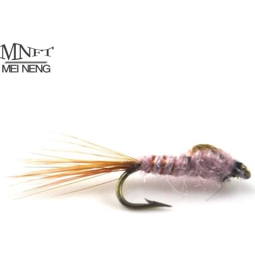 MNFT 10PCS Brass String Body Brown Tail Nymph for Trout and Panfish Fly Fishing May fly Midge Size #12