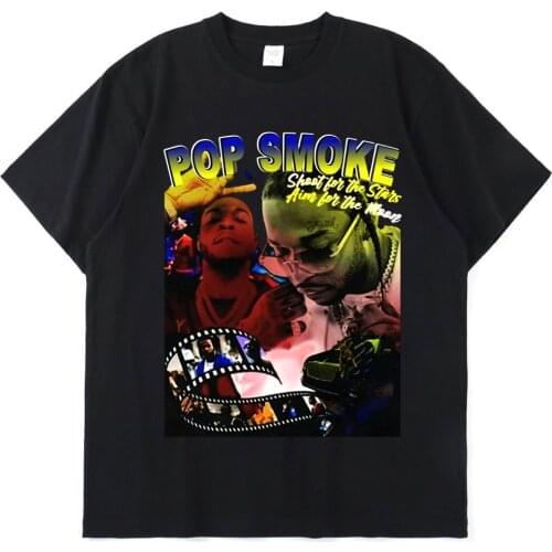 Pop Smoke Fashion T Shirt Hip Hop Streetwear Male T-Shirt Men Rapper Meet The Woo King of New York Casual Tops Tee 100% Cotton
