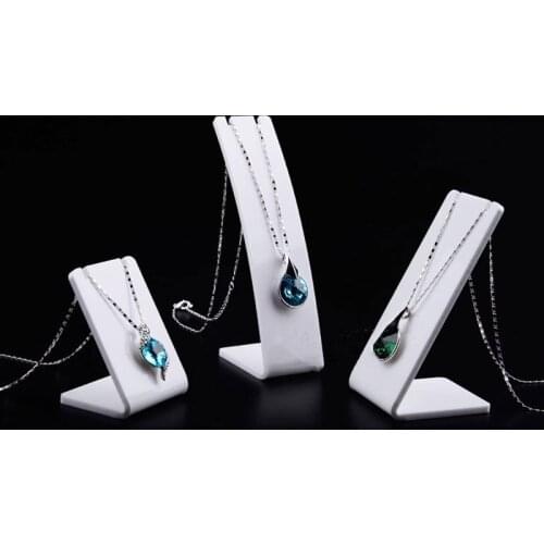 Fashion White Acrylic Necklace Jewellry Display Stand Holder Earring Pendant Exhibition Shelf 3 Sizes Jewellery Storage Showcase