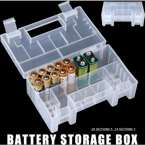 Multi-functional Battery Storage Box Portable Durable PlasticTransparent Batteries Organizer Holder Container