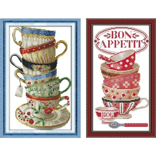 Coffee cup pattern cross stitch kits color thread DIY 14ct 11ct count print canvas stitches embroidery set handmade needlework