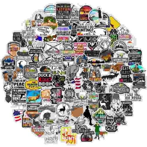 100Pcs Hunting Outdoors Graffiti Stickers for Notebook Motorcycle Skateboard Computer Mobile Phone Cartoon Toy Box