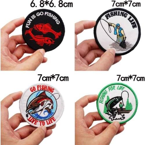 FISHING FOR LIFE GO FISHING gracia Embroidery Patches For Clothing On Clothes with hook backing