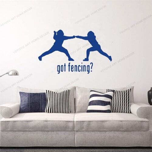Play Fencing Sport Wall Decal Attack Defence Wall Decal Sports Wall Sticker Wall Art Stickers Vinyl Removable Decor CX821