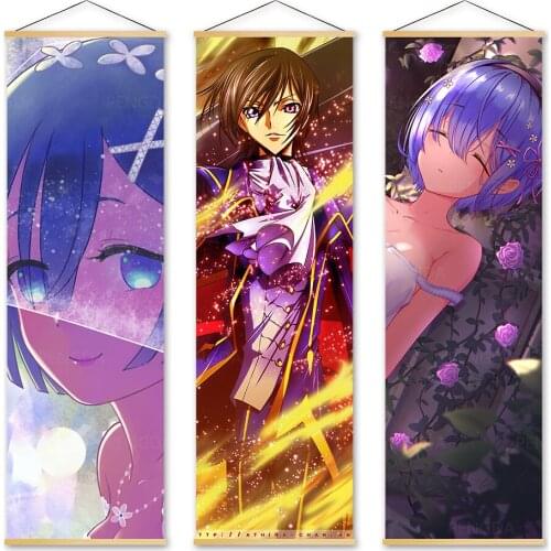 Print Poster Wall Artwork Re Zero Pictures Painting Rem Canvas Solid Wood Hanging Scrolls Popular Japan Anime Home Decoration