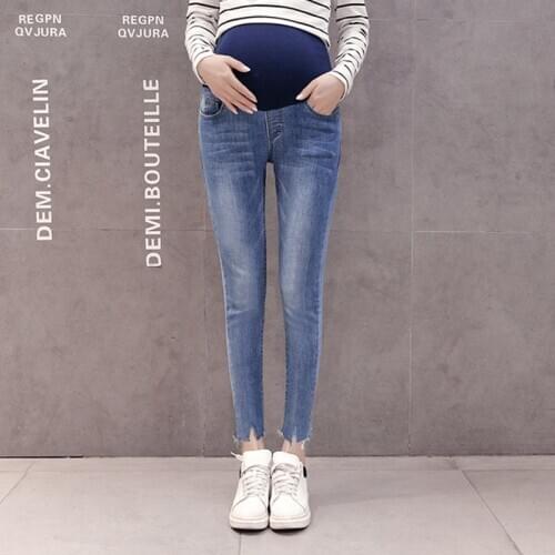 2020 Autumn New Maternity Jeans Fashion High Waist Ankle-Length Pregnant Women Denim Trousers Office Lady Slim Hips Pencil Pants