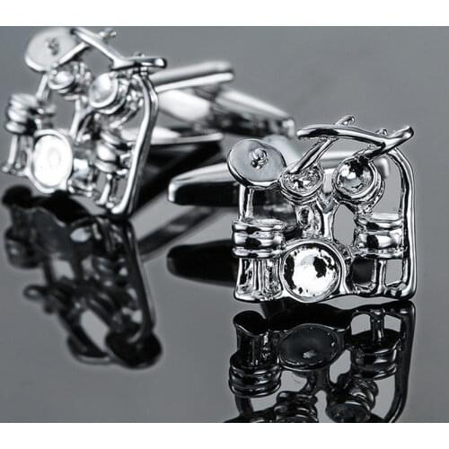 New rock drum Cufflinks Fashion Music Jewelry Silver Cufflinks mens Wedding Shirt badge pin gifts wholesale & retail