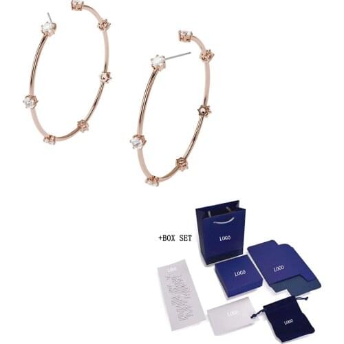 New Diamond Design Rose Gold Crystal Earrings Female Romantic Jewelry Birthday Anniversary Gift