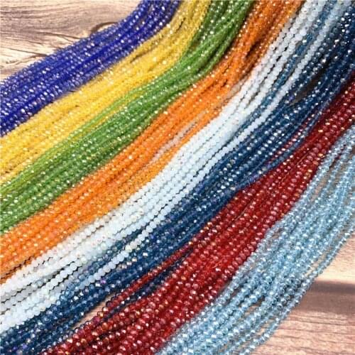 Wholesale 2X3mm 195pcs Czech Crystal Beads For Jewelry Making Diy Needlework AB Color Spacer Faceted Glass Beads