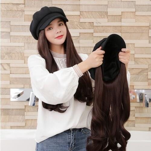 Autumn and Winter Womens Adjustable Face-lift Wig One-piece Cap British Vintage Cotton Octagonal Beret Wild Navy Hat