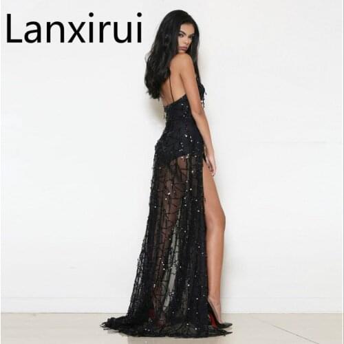 Vestidos Sexy Cheap Clothes China Black Sequin Dress Slip Dress Plus Size Women Clothing Roupa Feminina Robe Sexy Long Dresses