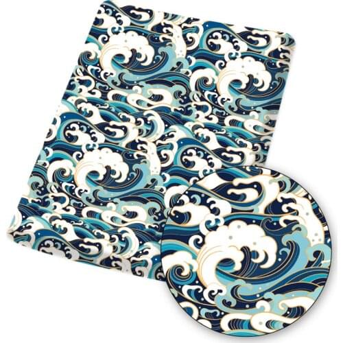 Polyester Cotton Fabric Japanese Style Sea Wave Pattern Cloth Sheets Home Textile Dress Mask Sewing Crafts Material 45*145cm