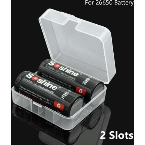 Semi-translucent 2slot 26650 Battery Storage Box Lithium Rechargeable Battery Case Organizer Container For 2pcs 26650 Batteries