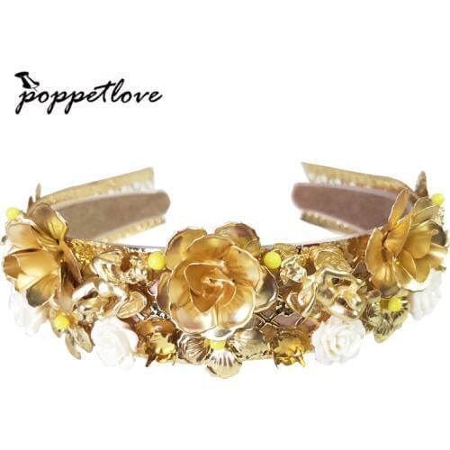 Baroque All Match Hairband Gold Flower Rhinestone Twist Women Hair Accessories Many Colors Slip-Proof Girl Hairwear Headband