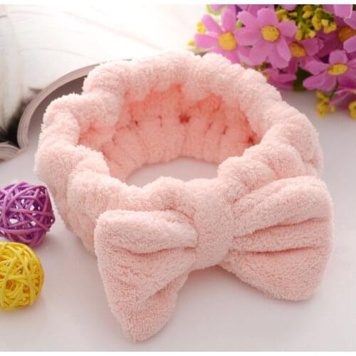 Flannel Cosmetic Headbands Soft Bowknot Elastic Hair Band Hairlace for Washing Face Shower Spa Makeup Brushes Tools 4 Colors