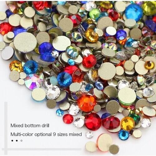 All colors mixed size non-patch flat bottom rhinestone transparent AB nail diamond 3D nail diamond Glass crystal decoration