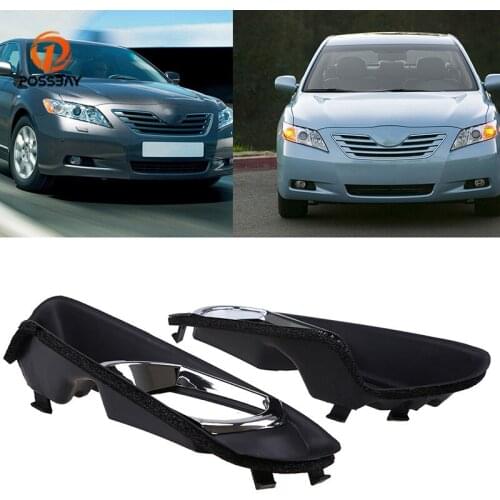 POSSBAY Front Fog Light Fog Lamp Cover Frame for Toyota Camry XV40 2007 2008 2009 Pre-facelift Chrome Black Mesh Grill Grilles