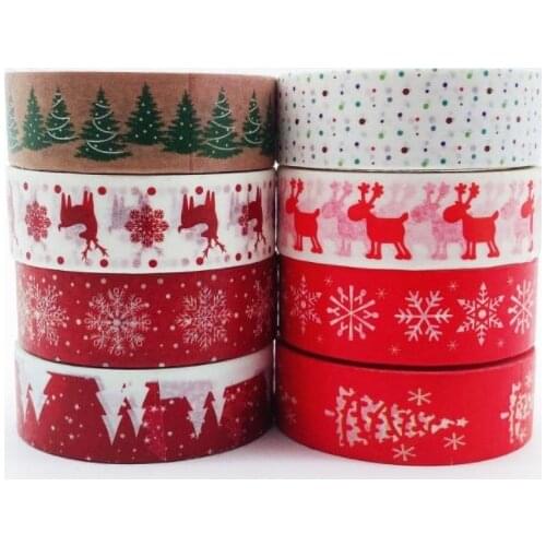1PC Christmas Washi Tapes Snowflake Reindeer Pine Tree Stripes Masking Tapes Stickers Stationery Scrapbooking School Supplies