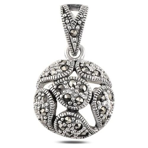 Silver 925 Sterling Marcasite Pendant