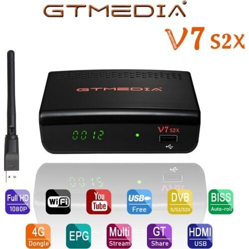 GTMedia V7S2X Satellite TV Receiver DVB-S2 S2X Full 1080P With USB WIFI Youtube T2-MI EPG ACM VCM PK Freesat V7S HD Set top box