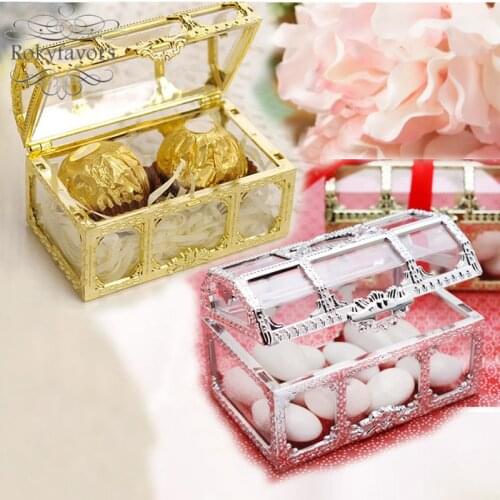 100PCS Treasure Chest Favor Boxes Wedding Shower Anniversary Party Candy Holder Birthday Table Dcors Sweet Package Supplies