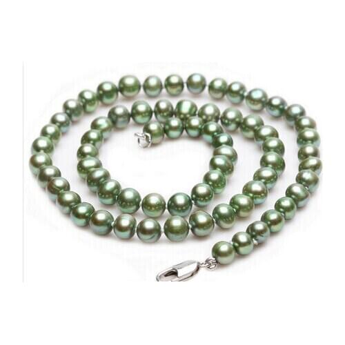 Light Green Cultured Freshwater Pearl Necklace Fashion Jewelr