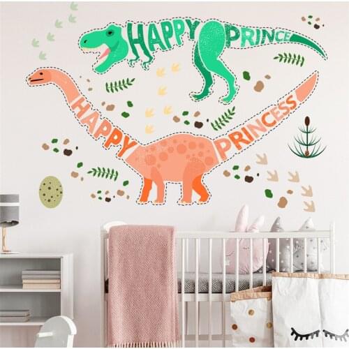 Creative Cartoon Dinosaur Animal English Wall Stickers Kindergarten Childrens Room Bedroom Decoration Stickers