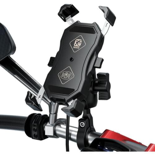 2in1 Universal Motorcycle Bike Mobile Phone Stand Holder 360 Rotatable With 15W Wireless Charger and QC3.0 USB Charger Socket