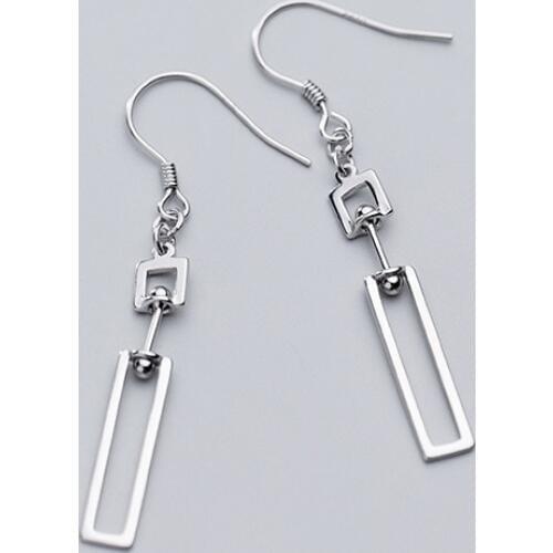 MloveAcc 100% Real Sterling Silver Women Earrings Geometric Long Bohemia Style Female Drop Earrings Party Jewelry